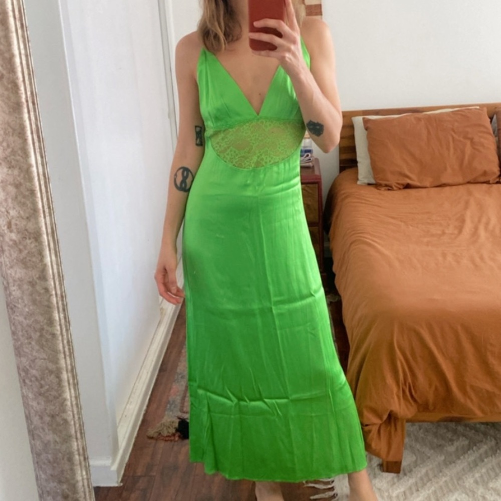 Green dress neon Zara new size Small S
